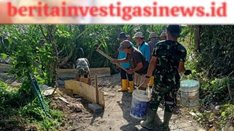 Budayakan Gotong Royong, Satgas TMMD ke-117 Kodim Badung Bangun JUT dan Rehab RTLH
