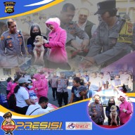 Kapolres Bersama Ketua Bhayangkari Cabang Karangasem Berikan Bantuan Vaksinasi Rabies dan Pembagian Sembako