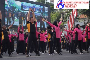 Peringati Hari Jadi Polwan ke-75, Polrestabes Surabaya gelar Olahraga Bersama Bhayangkari