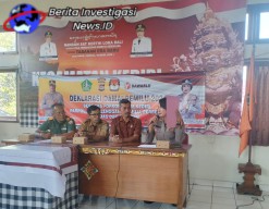 Danramil 1619-04/Kediri Hadiri Kegiatan Deklarasi Pemilu Damai di Kecamatan Kediri