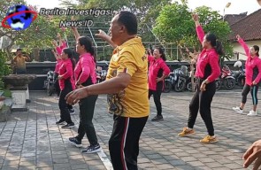 Sabtu Ceria Melalui Senam Aerobik Personil Polsek Denbar Pertahankan Kebugaran Tubuh