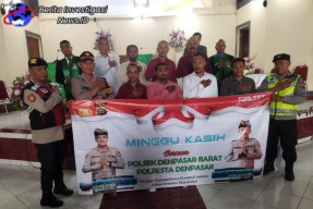 Ciptakan Kedamaian Bersama Jemaat Gereja Polsek Denpasar Barat Laksanakan Minggu Kasih