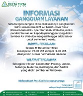 Siap-siap Tampung Air ! Aliran PDAM Delta Tirta di Wilayah Ini Akan Mengecil Sementara