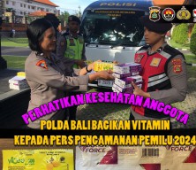 Perhatikan Kesehatan Anggota, Polda Bali Bagikan Vitamin Kepada Personil