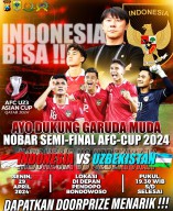 Ramaikan ! Nobar Akbar Antara Timnas Indonesia VS Uzbekistan di Pendopo Kabupaten Bondowoso dan Dapatkan Door Prize Menarik
