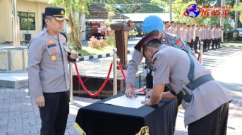 Kapolres Nganjuk Pimpin Serah Terima Jabatan Kabaglog, Kasat Bimas dan Kapolsek Ngluyu