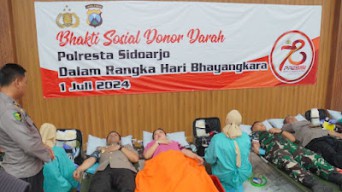 Hari Bhayangkara Ke-78, Polresta Sidoarjo Target 300 Kantong Darah