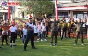 Semarakkan HUT Bhayangkara, Polres Gianyar Gelar Olah Raga Bersama