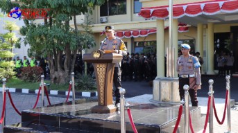 Polres Nganjuk Gelar Apel Pergeseran Pasukan Pengamanan Pengesahan Calon Warga Baru PSHT Pusat Madiun Cabang Nganjuk Tahun 2024