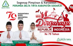 Segenap Pimpinan dan Karyawan Perumda Delta Tirta Kabupaten Sidoarjo,Mengucapkan Dirgahayu Republik Indonesia ke 79 Tahun