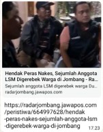 Sempat Viral Terkait Pemberitaan Berjudul, Hendak Peras Nakes Sejumlah Anggota LSM di Gerebek Warga Jombang, Ini penjelasan Sebenarnya