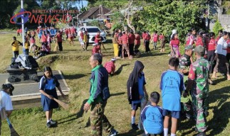 Sambut HUT ke 79 RI, Koramil Baturiti Ajak Warga Bergotong Royong