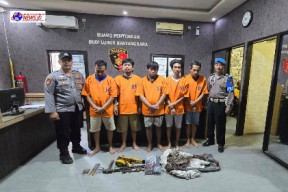 Polsek Asemrowo Amankan Komplotan Pencuri Kabel Milik PT. Telkom di Bawah Jembatan Kalianak Surabaya