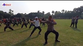 Cooling System Jelang Pilkada, Polisi Ajak Latihan Bersama Paguyuban Pencak Silat