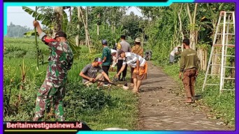 Bhabinkamtibmas dan Babinsa Desa Begendeng Kecamatan Jatikalen, Kompak Kerja Bakti Bersama Warga