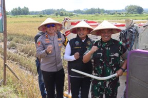 Kapolres Bangkalan Bersama Forkopimda Ikuti Panen Raya Padi Serentak 14 Provinsi Bersama Presiden RI