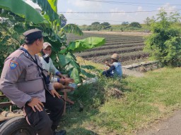 Polsek Lengkong Dukung Ketahanan Pangan Lewat Pemantauan Lahan Persawahan Warga