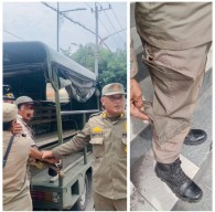 Penertiban Anjal di Depan Terminal Bus Ampel Ricuh, Anggota Satpol PP Kecamatan Semampir Alami Perlawanan