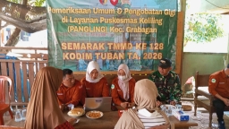 Karya Bhakti Kesehatan TMMD ke-128, Koramil Grabagan Dorong Warga Rutin Periksa Kesehatan 