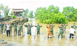 TNI AD Peduli Lingkungan, Kodim 0828/Sampang Gelar Penanaman Mangrove Serentak di Pantai Taddan