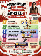 Pemerintah Desa Sabaung Buka Pendaftaran Lomba HUT RI ke-81, Total Hadiah Rp10 Juta