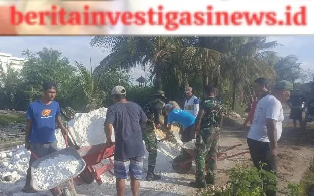 Terik Mentari Bakar Semangat Personil Satgas TMMD Kodim Badung Leburkan Kendala