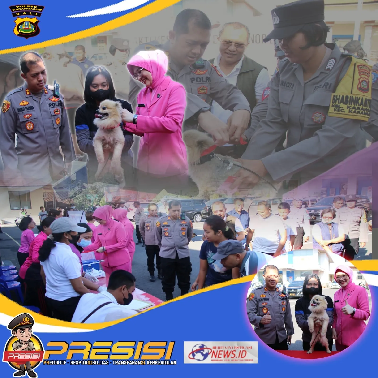 Kapolres Bersama Ketua Bhayangkari Cabang Karangasem Berikan Bantuan Vaksinasi Rabies dan Pembagian Sembako