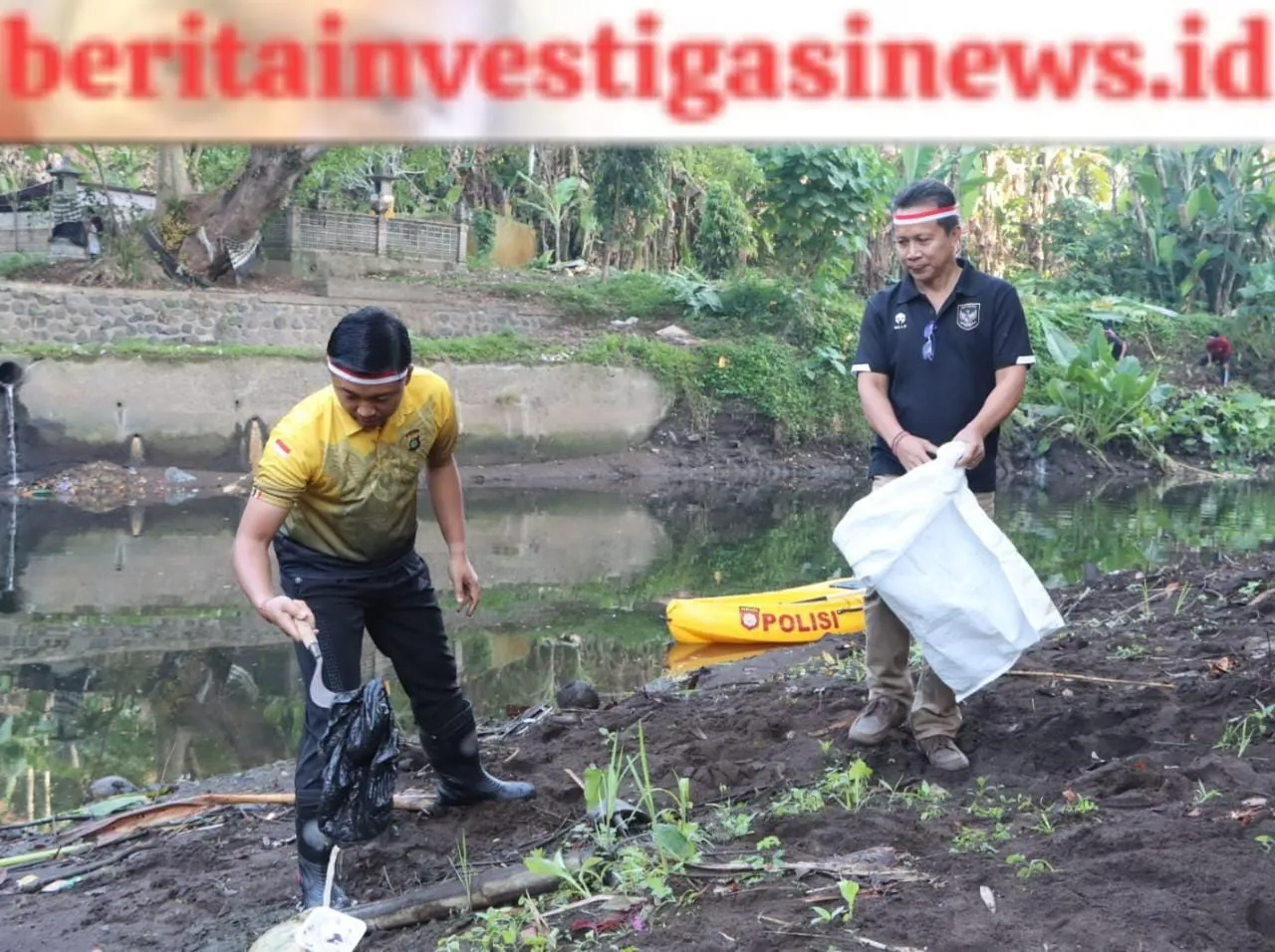 Kapolres Jembrana Pimpin Bhakti Bersih Sungai Ijo Gading Rangkaian HUT RI