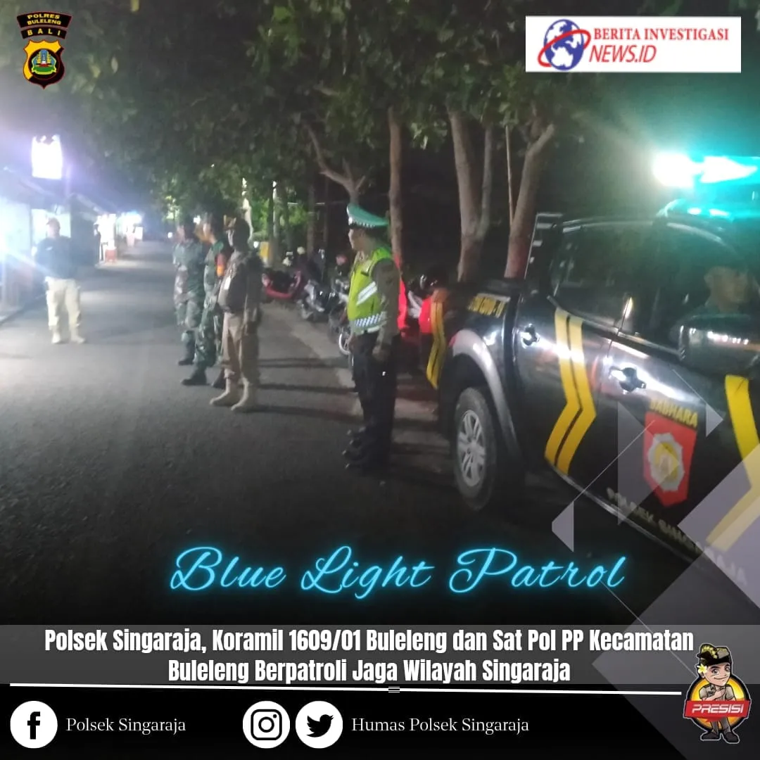 Blue Light Patrol, Polsek Singaraja TNI dan Sat Pol PP Amankan Wilayah Singaraja