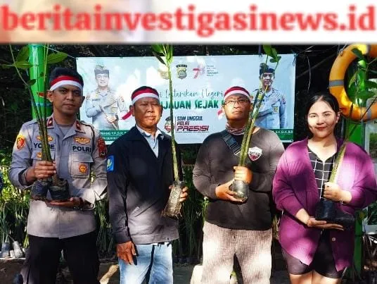 Polsek Kuta Sukseskan Program Polri Lestarikan Negeri Dengan Penanaman Mangrove Bersama Warga