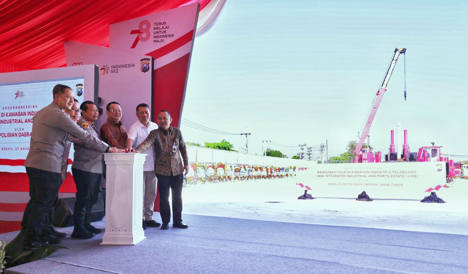 Kapolda Jatim Letakkan Batu Pertama Ground Breaking Bangunan Kantor Polri di Kawasan Industri dan Pelabuhan JIIPE