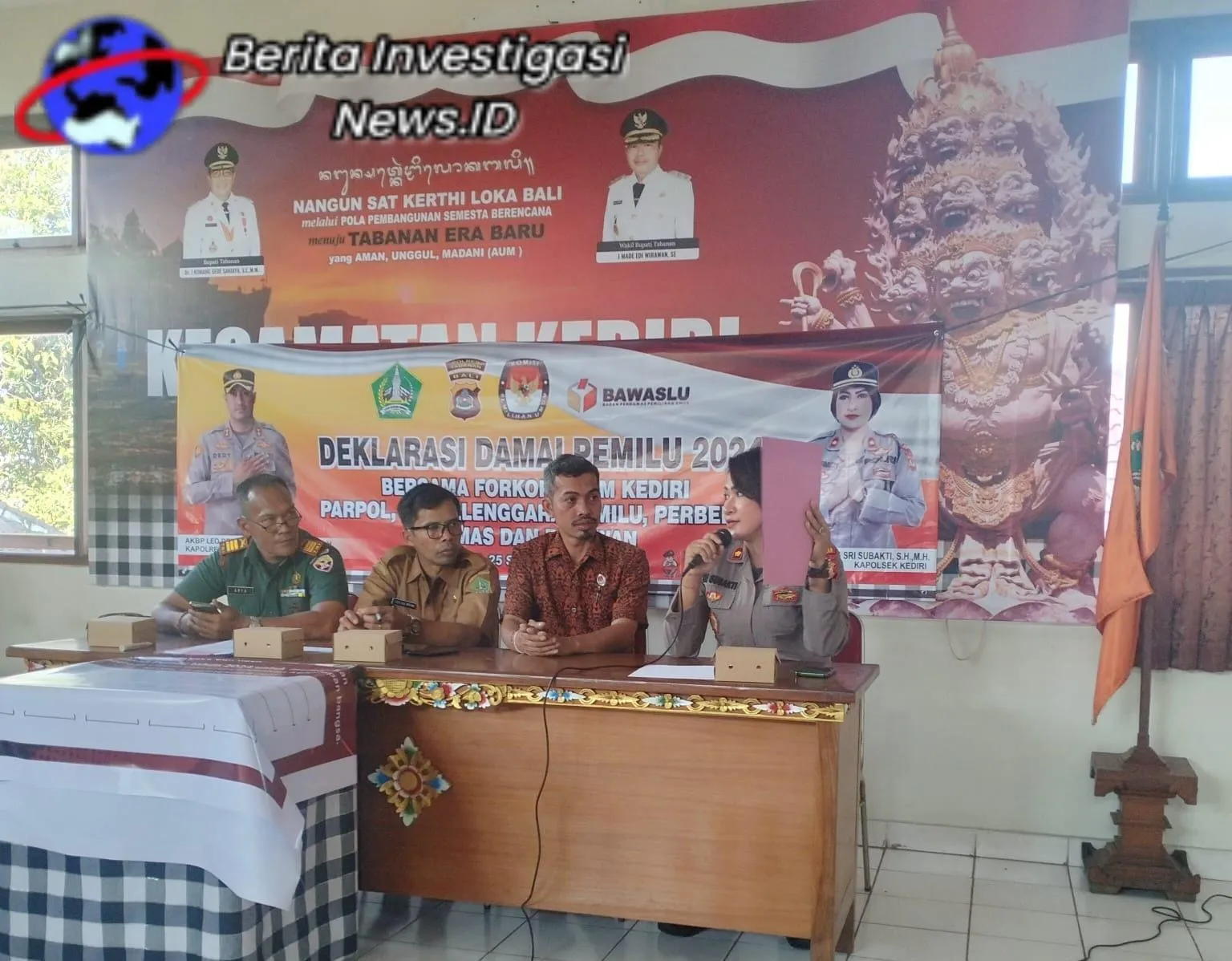 Danramil 1619-04/Kediri Hadiri Kegiatan Deklarasi Pemilu Damai di Kecamatan Kediri