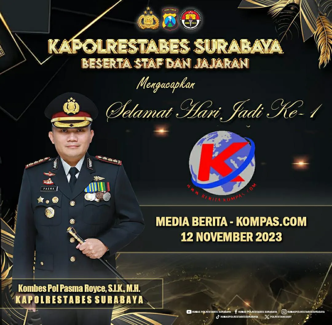Kombes Pol Pasma Royce, Mengucapkan HUT Ke- 1 Tahun Kepada Berita-Kompas.com Semoga Makin Eksis