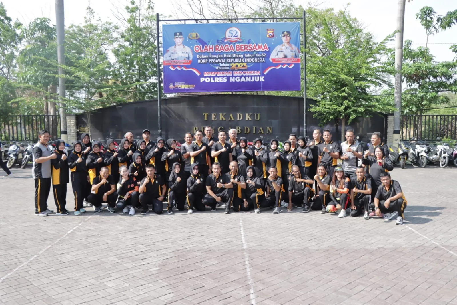 Senam Aerobik Bersama Anggota dan ASN Polres Nganjuk, Peringati hari Korpri ke-52 tahun 2023