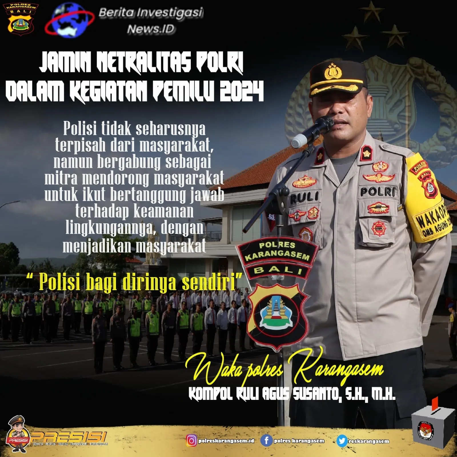 Wakapolres Kompol Ruli Agus Susanto: Jamin netralitas Polri di Pemilu 2024