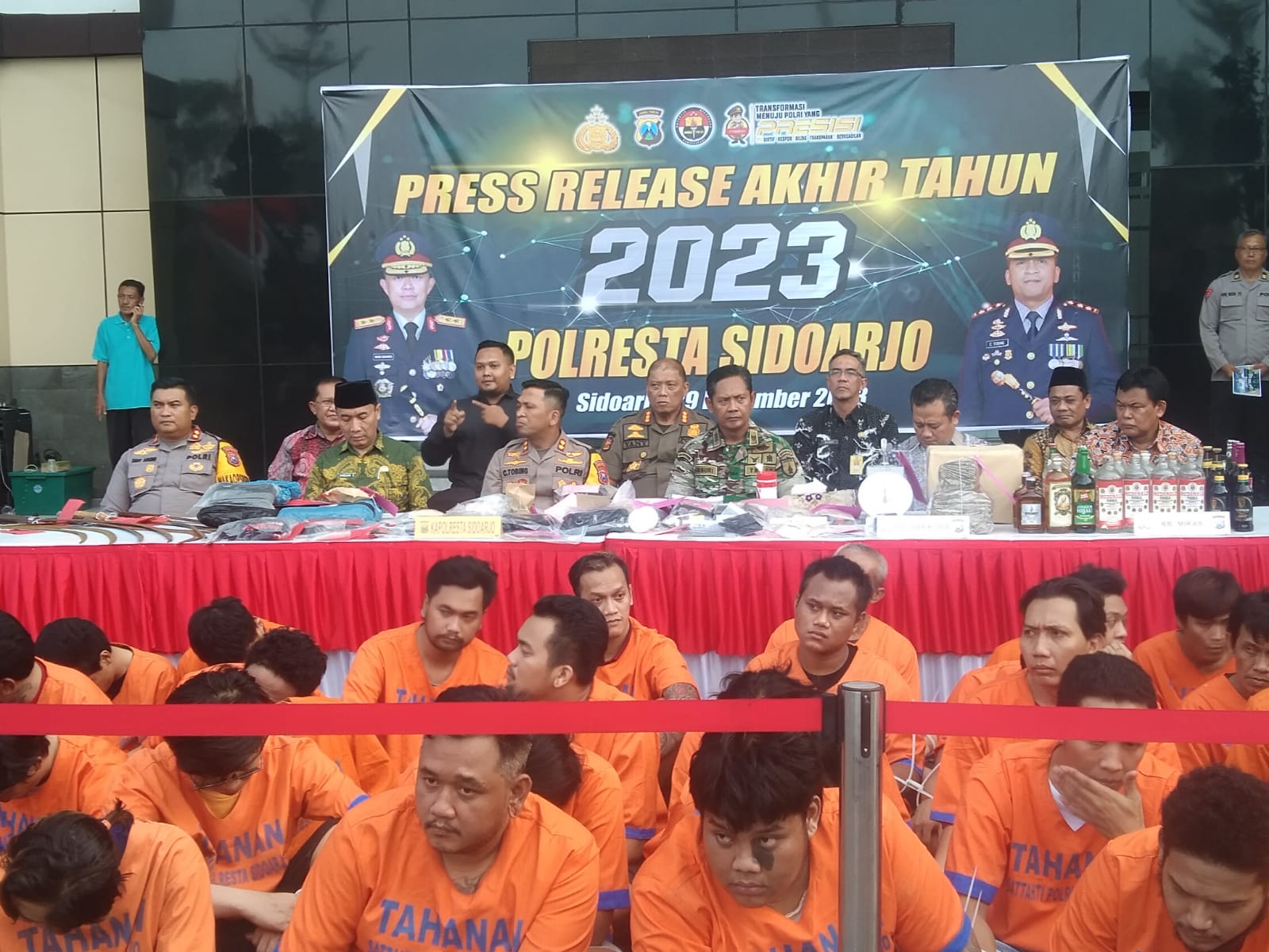 Polresta Sidoarjo Gelar Anev dan Musnahkan Berbagai Jenis Barang Bukti Tindak Kejahatan Selama 1 Tahun