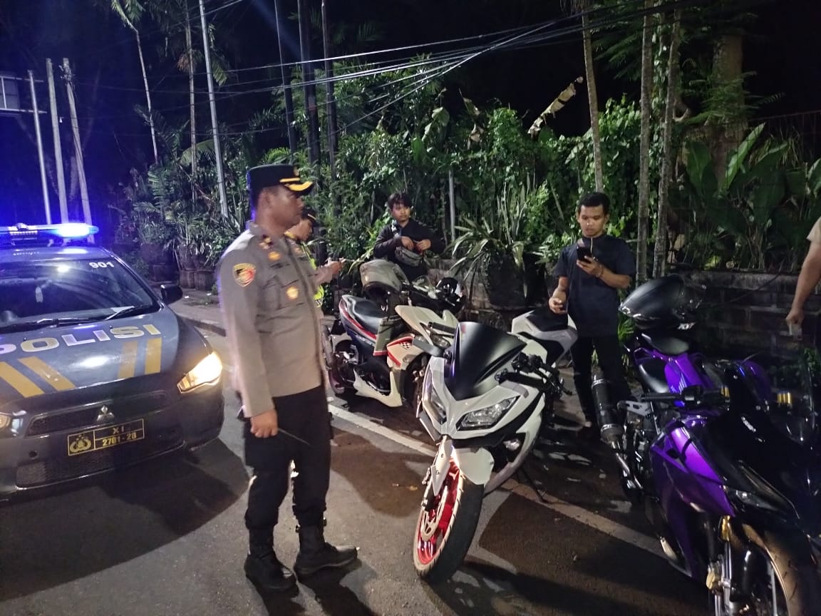Masa Tenang Pemilu, Belasan Pengguna Knalpot Bising Diamankan Patroli Subuh Polsek Kutsel