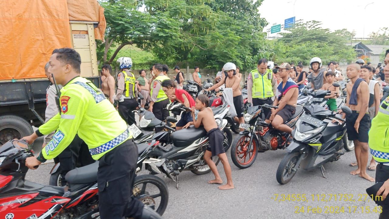 Penertiban Balap Liar di Waru, Satlantas Polresta Sidoarjo Sita Ratusan Motor