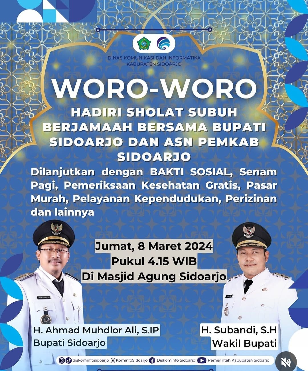 Bupati Gus Muhdlor Ajak Seluruh Pegawai Pemkab Sidoarjo Sholat Shubuh Berjama’ah di MAS