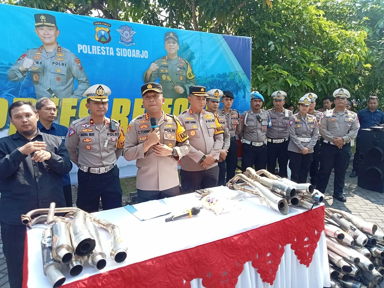 Satlantas Polresta Sidoarjo Gelar Konferensi Pers Operasi Balap Liar dan Knalpot Brong