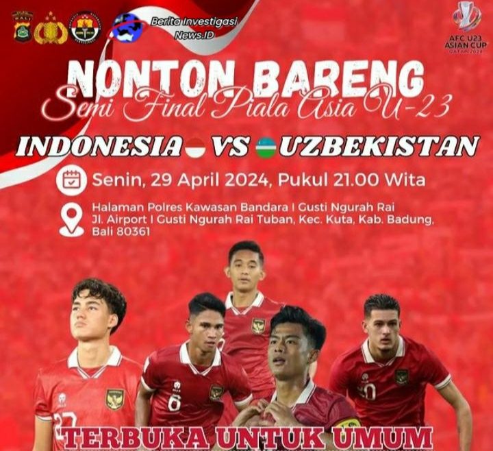 Dukung Timnas, Polres Bandara Ngurah Rai Gelar Nobar Piala Asia U-23 