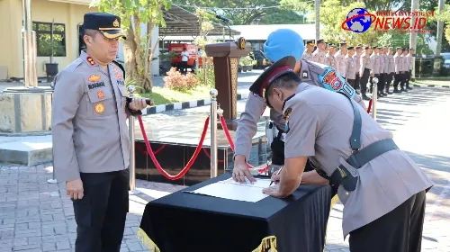 Kapolres Nganjuk Pimpin Serah Terima Jabatan Kabaglog, Kasat Bimas dan Kapolsek Ngluyu