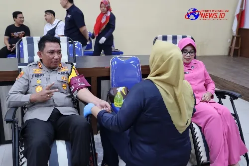 Sambut HUT Bhayangkara ke-78, Polres Bangkalan Bantu PMI Stok Darah Dengan Gelar Bakkes Donor Darah