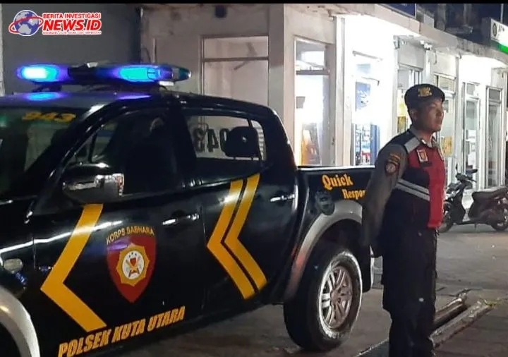 Lindungi Aset Pemerintah, BLP Polsek Kuta Utara Patroli Malam Hari