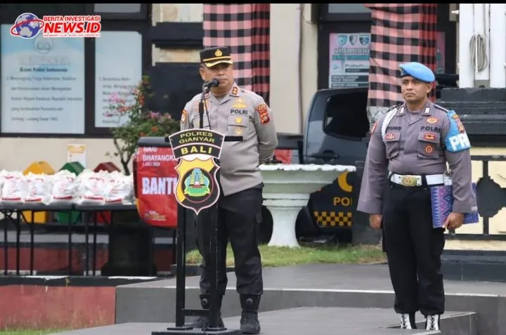 Hari Bhayangkara ke 78, Polres Gianyar Bagikan Paket Sembako