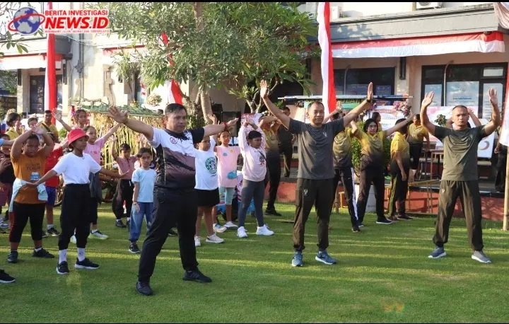 Semarakkan HUT Bhayangkara, Polres Gianyar Gelar Olah Raga Bersama