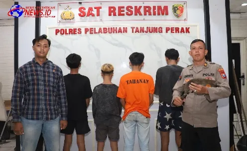 TIM Gabungan Polres Pelabuhan Tanjung Perak Amankan 6 Remaja Kelompok Gangster Team Error Surabaya (TES)