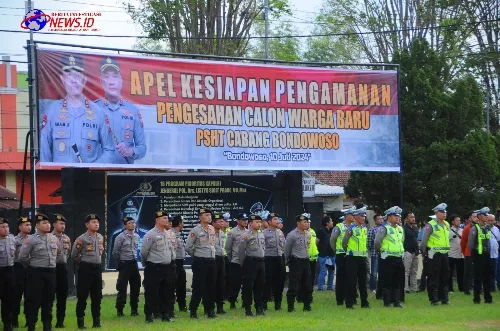 Polres Bondowoso Laksanakan Apel Dalam Kesiapan Pengamanan Pengesahan PSHT