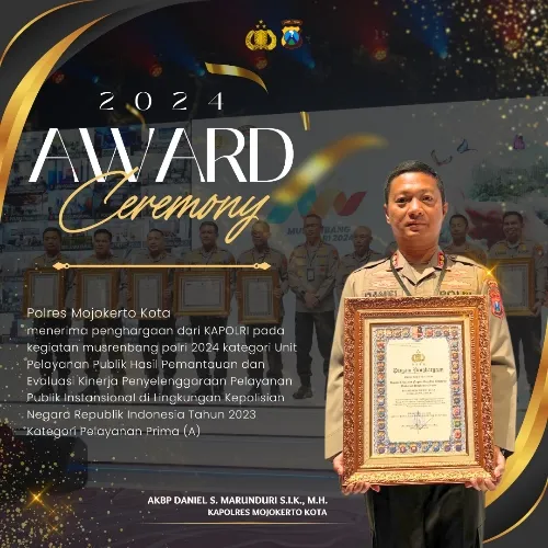 Kapolri Beri Penghargaan Polres Mojokerto Kota Atas Pelayanan Prima