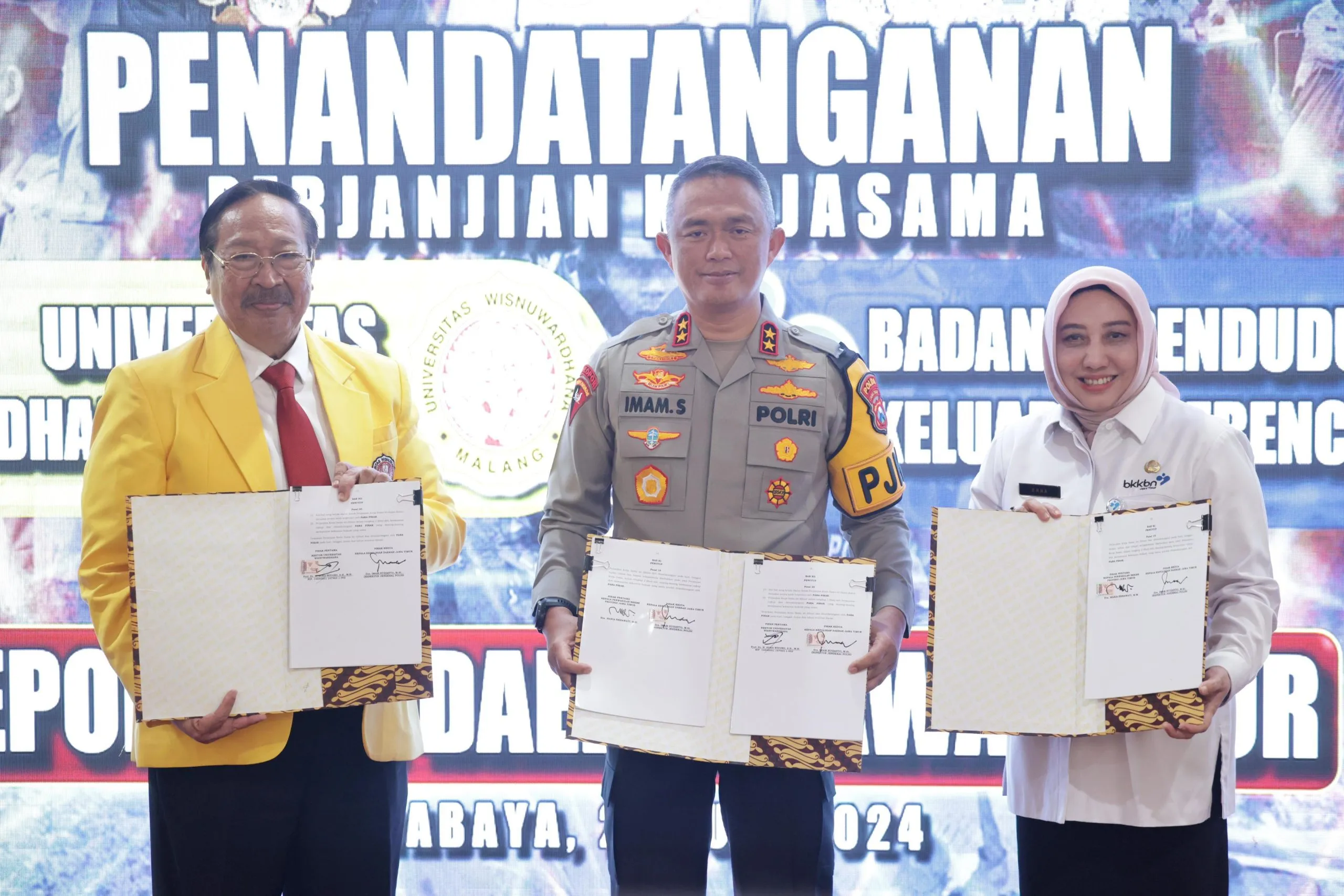 Polda Jatim Tandatangani MoU Dengan BKKBN dan Unidha Cegah Stunting Wujudkan Generasi Unggul